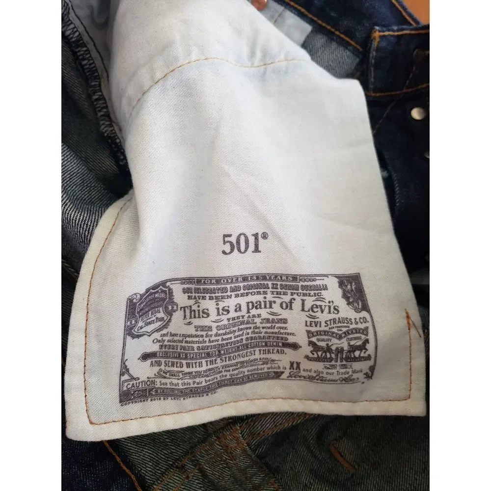 Men's 501‎ Levis Button Fly Original 40x30 Dark Wash